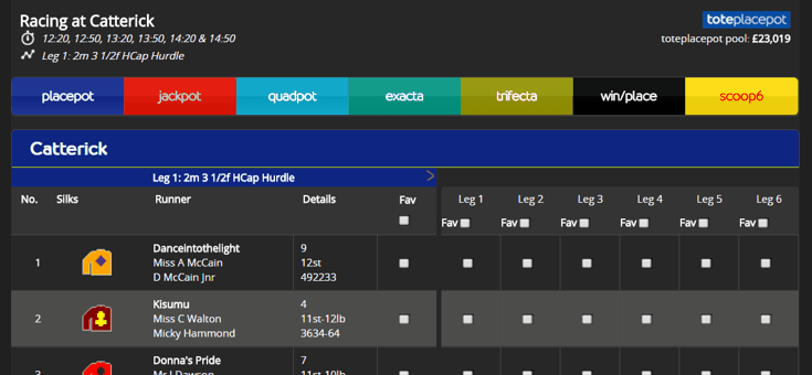 totepool betting screenshot
